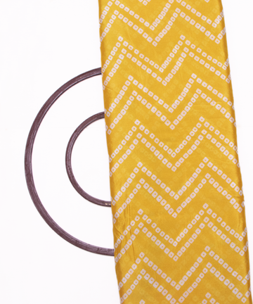 Yellow Colour Digital Bandhani Print Viscose Chinon Silk Fabric